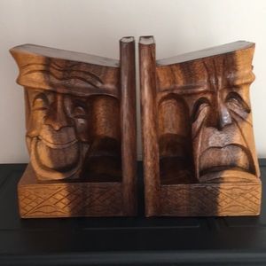 Vintage Wooden Theatrical Bookends